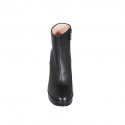 Stivaletto da donna con cerniera e plateau in pelle nera tacco 11 - Misure disponibili: 31, 33, 35, 42, 43