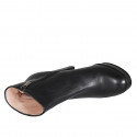 Stivaletto da donna con cerniera e plateau in pelle nera tacco 11 - Misure disponibili: 31, 33, 35, 42, 43