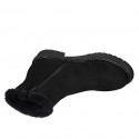 Stivaletto da donna con cerniera e fodera in pelliccia in camoscio nero tacco 4 - Misure disponibili: 32, 33, 34, 35, 42, 43, 44, 45