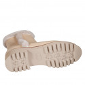 Stivaletto da donna in pelle beige con cerniera e fodera in pelliccia tacco 4 - Misure disponibili: 32, 33, 34, 42, 43, 44, 45