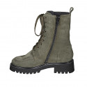 Bottines pour femmes avec lacets et fermeture éclair en daim vert talon 4 - Pointures disponibles:  32, 33, 34, 43, 44