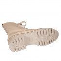 Stivaletto stringato da donna in pelle beige con cerniera tacco 4 - Misure disponibili: 32, 33, 34, 42, 43