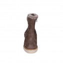 Woman's ankle boot with zipper and fur lining in brown suede heel 4 - Available sizes:  33, 34, 42, 43, 44