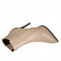 Woman's pointy ankle boot in beige leather with elastic and zipper heel 10 - Available sizes:  32, 33, 43, 44, 45, 46