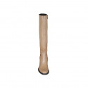 Stivale da donna in pelle beige con cerniera tacco 6 - Misure disponibili: 32, 34, 42, 43, 44