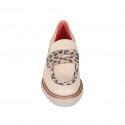 Woman's mocassin in nude leather and spotted leather heel 4 - Available sizes:  32, 33, 34, 42, 43, 44