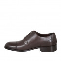 Scarpa elegante stringata derby con puntale da uomo in pelle marrone - Misure disponibili: 36, 37, 38, 46, 47, 48, 49, 50, 51, 52