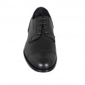 Men's laced derby shoe in black leather with captoe - Available sizes:  36, 38, 46, 47, 48, 49, 50, 51, 52