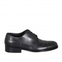 Men's laced derby shoe in black leather with captoe - Available sizes:  36, 38, 46, 47, 48, 49, 50, 51, 52