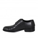 Chaussure derby à lacets pour hommes en cuir noir avec bout droit - Pointures disponibles:  36, 37, 38, 46, 47, 48, 49, 50, 51, 52