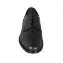 Chaussure derby à lacets pour hommes en cuir noir avec bout droit - Pointures disponibles:  36, 37, 38, 46, 47, 48, 49, 50, 51, 52