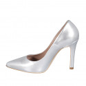 ﻿Escarpin à bout pointu pour femmes en cuir lamé argent talon 10 - Pointures disponibles:  31, 32, 34, 35, 42, 43, 44, 45