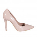 ﻿Woman's pointy pump in nude patent leather with heel 10 - Available sizes:  32, 33, 34, 35, 43, 44, 45