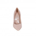 ﻿Woman's pointy pump in nude patent leather with heel 10 - Available sizes:  32, 33, 34, 35, 43, 44, 45