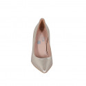 ﻿Woman's pointy pump in platinum laminated leather heel 7 - Available sizes:  31, 32, 33, 34, 35, 42, 43, 44, 45