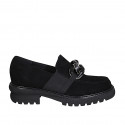 Mocassino da donna con catena ed elastico in camoscio nero tacco 4 - Misure disponibili: 32, 33, 34, 42, 43, 44, 45