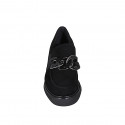 Woman's mocassin with chain and elastic band in black suede heel 4 - Available sizes:  32, 33, 34, 42, 43, 44, 45