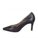 Escarpin pour femmes à bout pointu en cuir noir talon 7 - Pointures disponibles:  31, 34, 35, 43, 44, 45