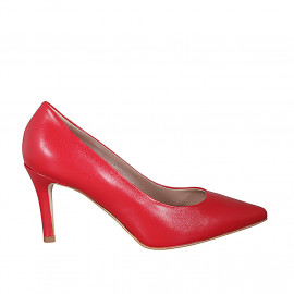 Escarpin à bout pointu pour femmes en cuir rouge avec talon 7 - Pointures disponibles:  31, 32, 33, 34, 35, 42, 43, 44, 45