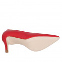 Zapato de salon puntiagudo para mujer en piel roja con tacon 7 - Tallas disponibles:  31, 32, 33, 34, 35, 42, 43, 44, 45