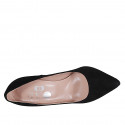 Zapato de salon a punta para mujer en gamuza negra con tacon 10 - Tallas disponibles:  31, 32, 33, 34, 35, 43, 44