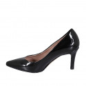 Escarpin à bout pointu pour femmes en cuir verni noir talon 7 - Pointures disponibles:  31, 33, 34, 35, 42, 43, 44, 45