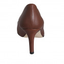 Woman's pump with pointy tip in brown leather heel 7 - Available sizes:  31, 32, 33, 34, 35, 42, 43, 44, 45