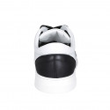 Woman's laced shoe with removable insole in white and black leather wedge heel 3 - Available sizes:  42, 43, 44, 45, 46, 47