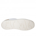 Woman's laced shoe with removable insole in white leather and beige suede wedge heel 3 - Available sizes:  42, 43, 44, 45, 46