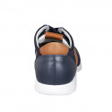 Chaussure sportif pour hommes avec lacets en cuir bleu et cognac et tissu bleu - Pointures disponibles:  46, 48, 49, 50, 51, 52