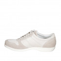 Chaussure sportif pour hommes avec lacets en daim et tissu beige - Pointures disponibles:  46, 47, 48, 49, 50, 51, 52