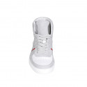 Chaussure à lacets sportif pour hommes en daim gris et cuir blanc et rouge - Pointures disponibles:  46, 47, 48, 49, 50, 51, 52