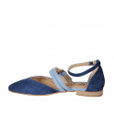 Woman's pointy open shoe with straps in blue and light blue suede heel 1 - Available sizes:  32, 33, 34, 35, 42, 43, 44, 45, 46