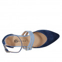 Chaussure ouverte à bout pointu pour femmes avec courroies en daim bleu et bleu clair talon 1 - Pointures disponibles:  32, 33, 34, 35, 42, 43, 44, 45, 46