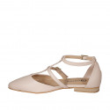 Woman's pointy open shoe with straps in light pink leather heel 1 - Available sizes:  32, 33, 34, 35, 42, 43, 44, 45, 46