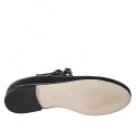 Mary Jane pour femmes avec bout rondu et deux courroies en cuir noir talon 1 - Pointures disponibles:  33, 34, 35, 43, 44, 45