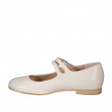 Woman's Mary Jane with rounded tip and two straps in nude leather heel 1 - Available sizes:  33, 34, 35, 43, 44, 45, 46