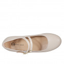 Woman's Mary Jane with rounded tip and two straps in nude leather heel 1 - Available sizes:  33, 34, 35, 43, 44, 45, 46