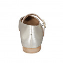 Woman's Mary Jane with squared tip and strap in platinum laminated leather heel 1 - Available sizes:  33, 34, 35, 43, 44, 45