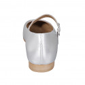 Woman's Mary Jane with squared tip and strap in silver laminated leather heel 1 - Available sizes:  33, 34, 35, 43, 44, 45