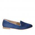 ﻿Woman's mocassin in blue and light blue suede heel 1 - Available sizes:  33, 34, 35, 42, 43, 44, 45