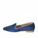 ﻿Woman's mocassin in blue and light blue suede heel 1 - Available sizes:  33, 34, 35, 42, 43, 44, 45