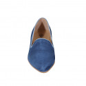 ﻿Woman's mocassin in blue and light blue suede heel 1 - Available sizes:  33, 34, 35, 42, 43, 44, 45