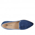 ﻿Woman's mocassin in blue and light blue suede heel 1 - Available sizes:  33, 34, 35, 42, 43, 44, 45