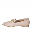 ﻿Woman's pointy mocassin in light pink leather with accessory heel 1 - Available sizes:  32, 33, 34, 35, 42, 43, 44, 45, 46