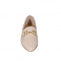 ﻿Woman's pointy mocassin in light pink leather with accessory heel 1 - Available sizes:  32, 33, 34, 35, 42, 43, 44, 45, 46