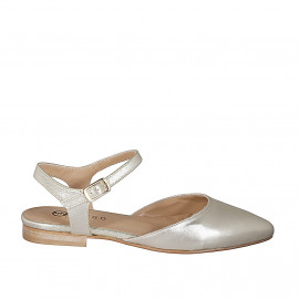 Woman's slingback pump in platinum laminated leather with strap heel 1 - Available sizes:  33, 34, 35, 42, 43, 44, 45, 46