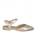 Woman's slingback pump in platinum laminated leather with strap heel 1 - Available sizes:  32, 33, 34, 35, 42, 43, 44, 45, 46