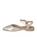 Woman's slingback pump in platinum laminated leather with strap heel 1 - Available sizes:  32, 33, 34, 35, 42, 43, 44, 45, 46