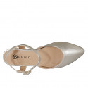 Woman's slingback pump in platinum laminated leather with strap heel 1 - Available sizes:  32, 33, 34, 35, 42, 43, 44, 45, 46